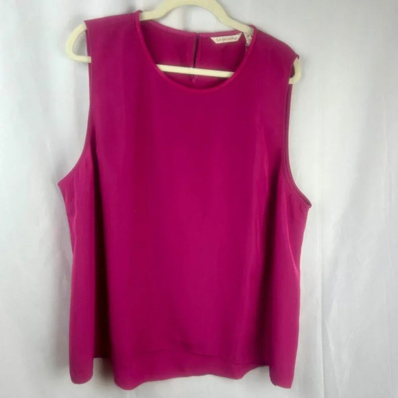 NEW Soft Surroundings Tank Blouse Women Plus 2X Pink Braided Trim High Low Hem - Picture 3 of 7
